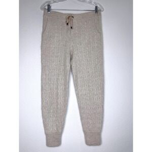 BRUNELLO CUCINELLI Mohair Cable Knit Joggers Size Medium Metallic Oatmeal COA